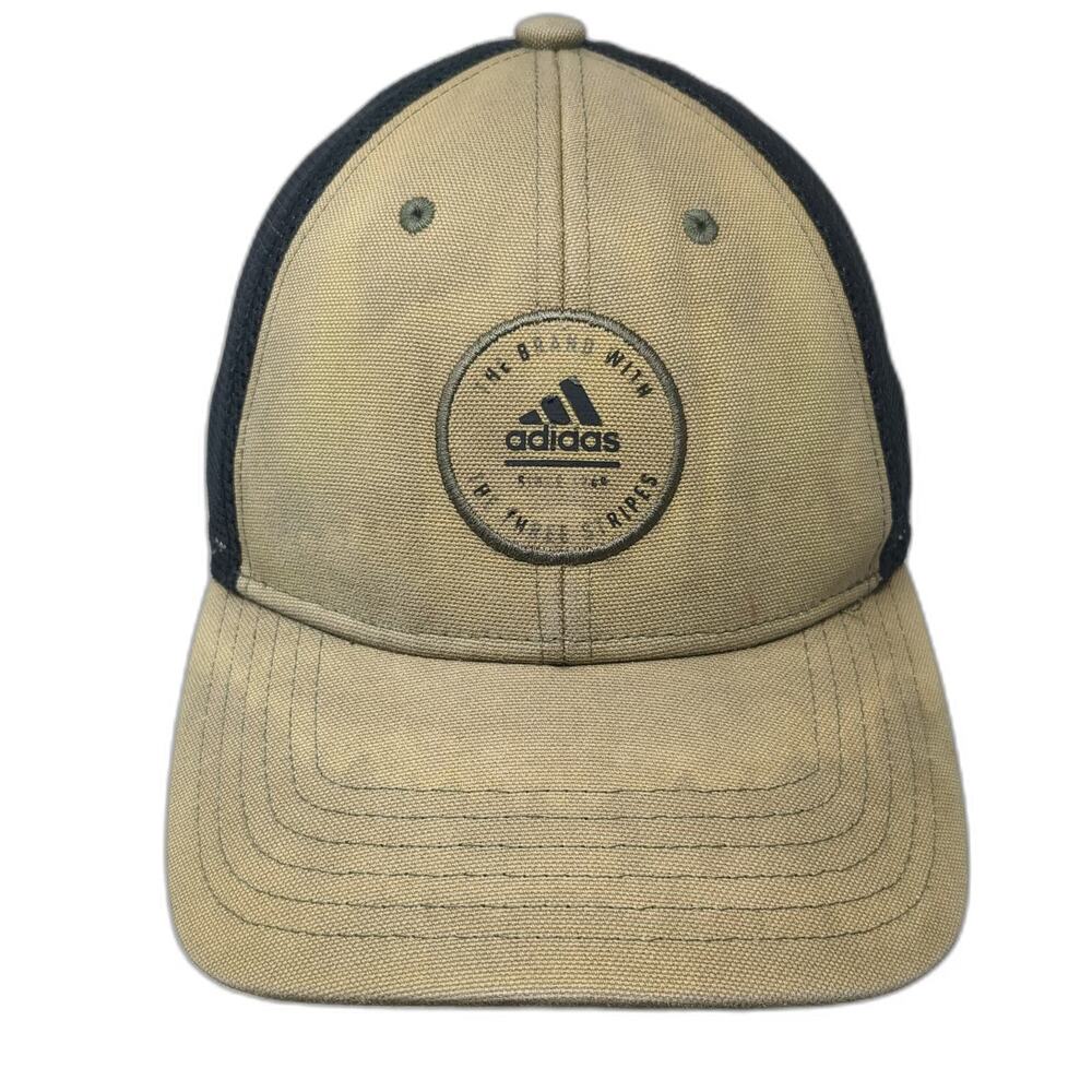 adidas Trucker Hat Brown One Size Mesh Snapback Three Stripes Patch Logo
